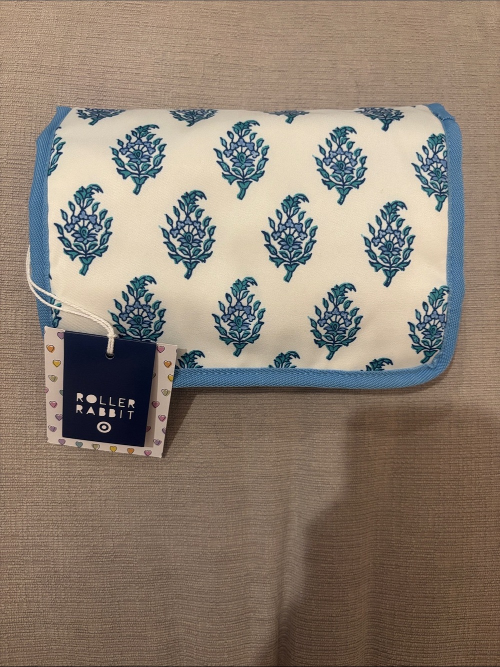 LIMITED EDITION Target x Roller Rabbit White and Blue Printed Travel Pouch